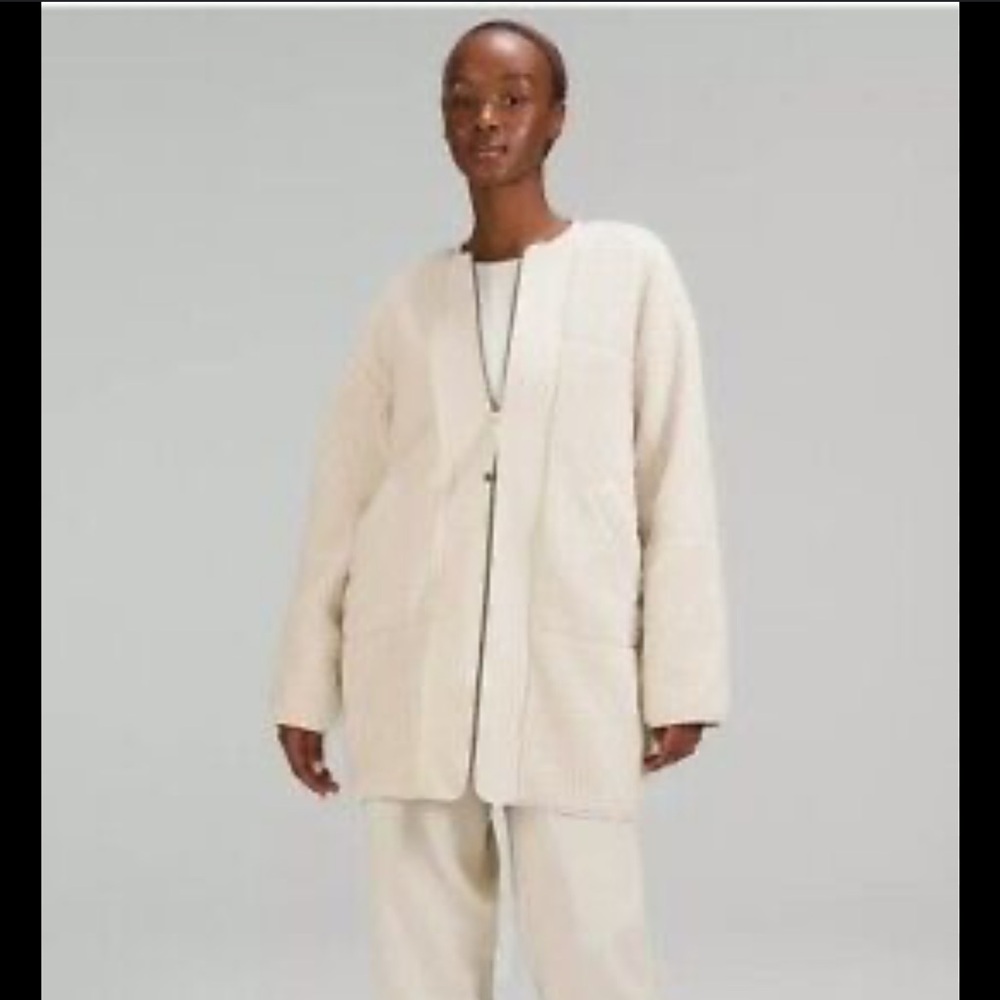 White Sherpa fleece lululemon jacket